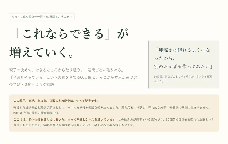 60日間の架空の親子の物語の冒頭