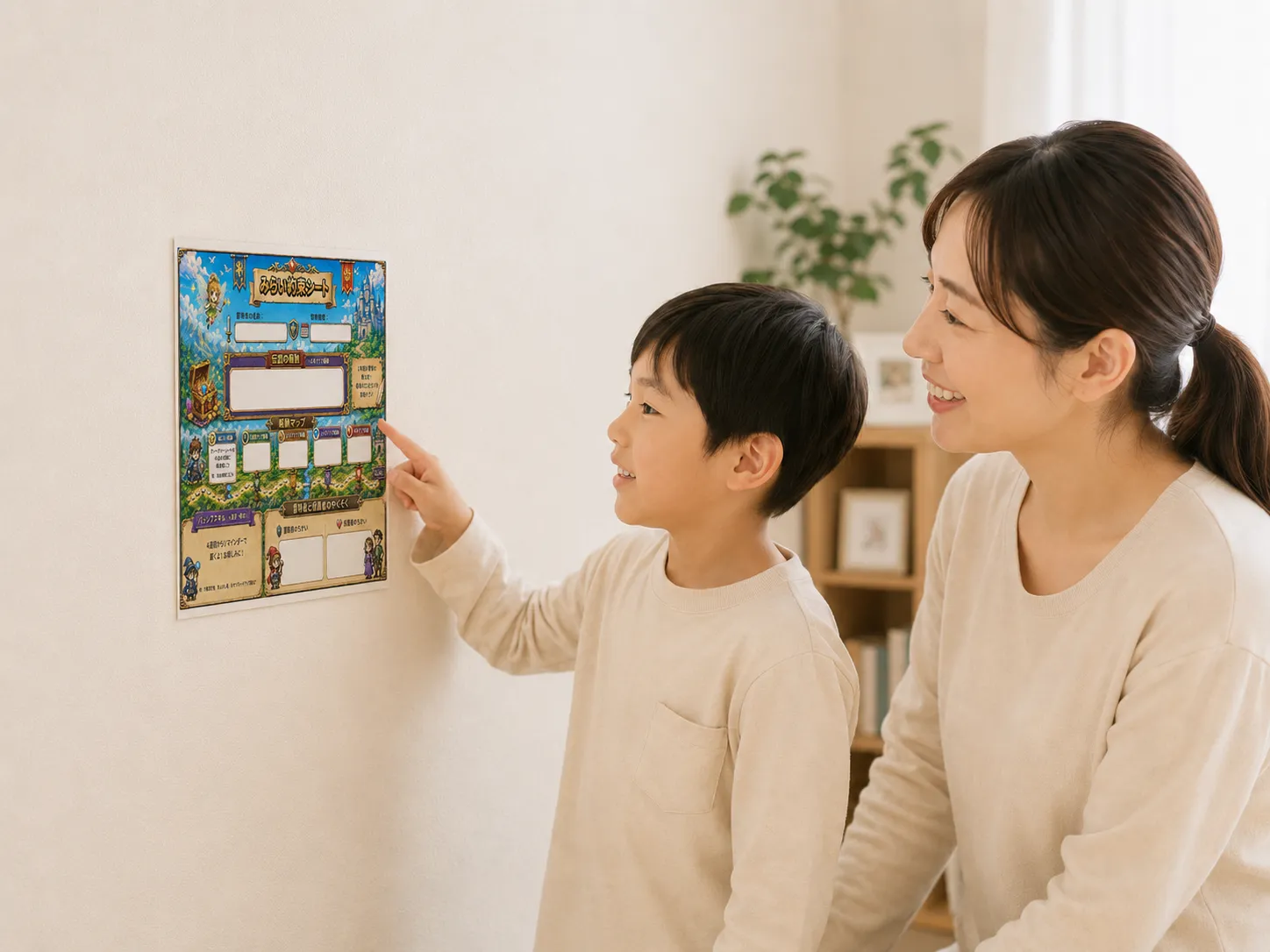 親子でシートを確認